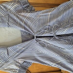 Bottega Veneta Blue and White Striped Midi Dress
